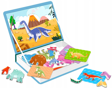 Magnetyczna układanka Magnetyczne Dinozaury dla dzieci Magnetic Book Puzzle