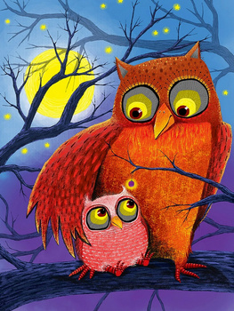 Obraz MALOWANIE PO NUMERACH Dla DZIECI SOWA SOWY 30x40 ZESTAW Z RAMĄ