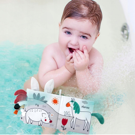 Książeczka sensoryczna dotykowa materiałowa miękka szeleści Farma Zwierzęta