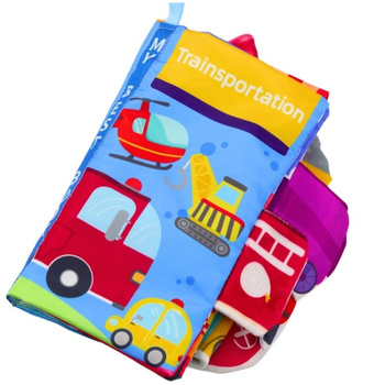 Książeczka sensoryczna książka dotykowa kolorowa miękka Szeleszcząc Pojazdy