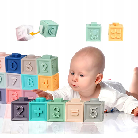 KLOCKI Sensoryczne EDUKACYJNY zestaw klocków SENSORYCZNA ZABAWKA Miękkie 12