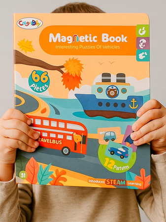 Magnetyczna układanka Magnetyczne Pojazdy dla dzieci Magnetic Book Puzzle