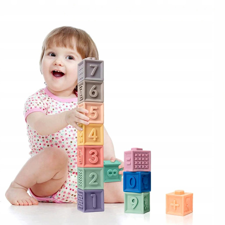 KLOCKI Sensoryczne EDUKACYJNY zestaw klocków SENSORYCZNA ZABAWKA Miękkie 12