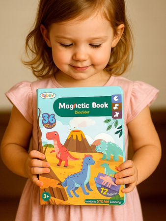 Magnetyczna układanka Magnetyczne Dinozaury dla dzieci Magnetic Book Puzzle