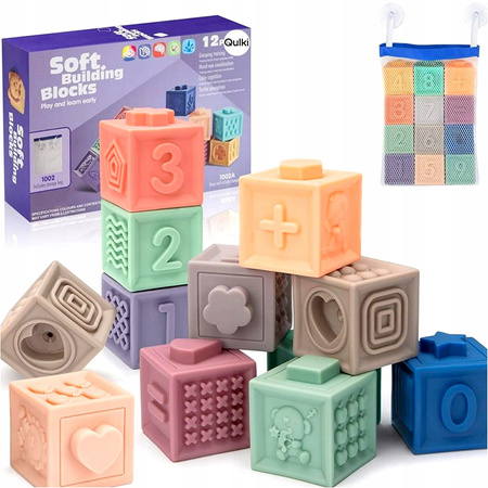 KLOCKI Sensoryczne EDUKACYJNY zestaw klocków SENSORYCZNA ZABAWKA Miękkie 12
