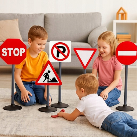 Znaki drogowe zabawkowe Zestaw Duże znaki edukacyjne Duży znak drogowy x5