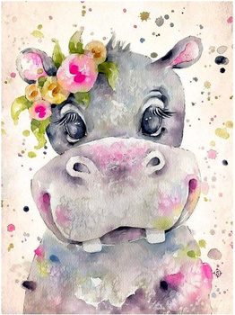 Obraz MALOWANIE PO NUMERACH Pampicio RAMA 50x40 Hipopotam Hipcio