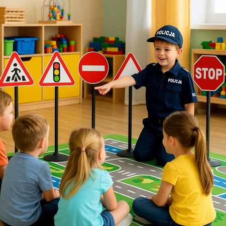 Znaki drogowe zabawkowe Zestaw Duże znaki edukacyjne Duży znak drogowy x5