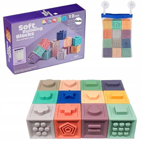 KLOCKI Sensoryczne EDUKACYJNY zestaw klocków SENSORYCZNA ZABAWKA Miękkie 12