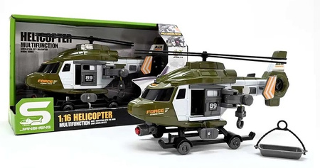 Helikopter Wojskowy Ratunkowy Armia SOS Światło LED Dźwięki Wyciągarka