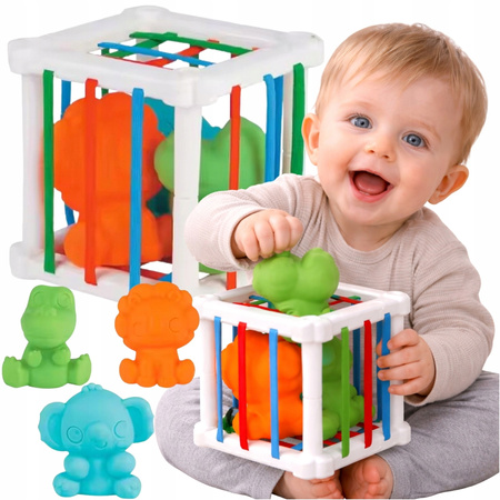 KOSTKA ELASTYCZNA SENSORYCZNA SORTER KWADRAT GUMKI MULTIKOSTKA EDUKACYJNA