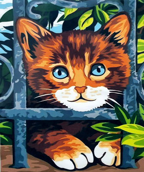 Obraz MALOWANIE PO NUMERACH Dla DZIECI KOT KOTEK 30x40 ZESTAW Z RAMĄ