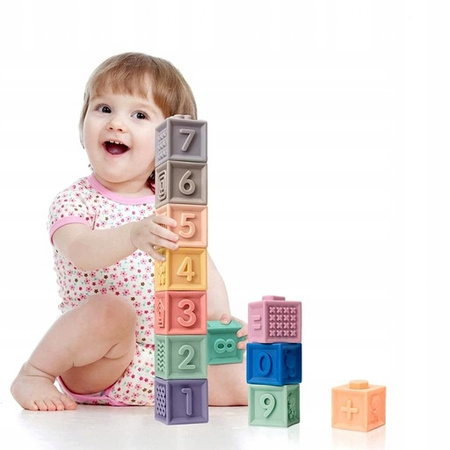 KLOCKI Sensoryczne EDUKACYJNY zestaw klocków SENSORYCZNA ZABAWKA Miękkie 12