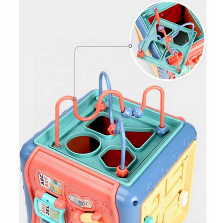 KOSTKA EDUKACYJNA 8w1 SORTER SENSORYCZNA SZEŚCIAN DLA DZIECI MONTESSORI UKŁ