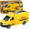 SAMOCHÓD DOSTAWCZY BUS KURIER DHL AUTO KURIERA DLA DZIECI ŚWIATŁA I DŹWIĘKI