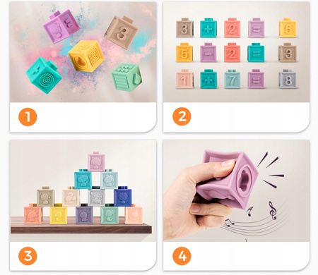 KLOCKI Sensoryczne EDUKACYJNY zestaw klocków SENSORYCZNA ZABAWKA Miękkie 12