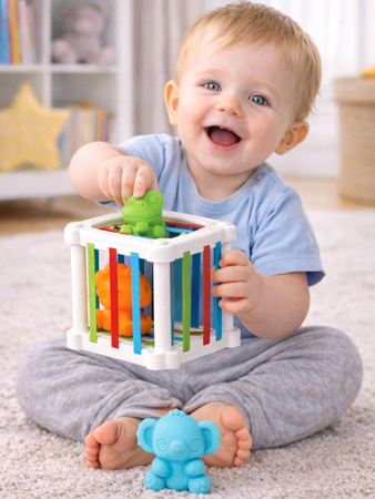 KOSTKA ELASTYCZNA SENSORYCZNA SORTER KWADRAT GUMKI MULTIKOSTKA EDUKACYJNA