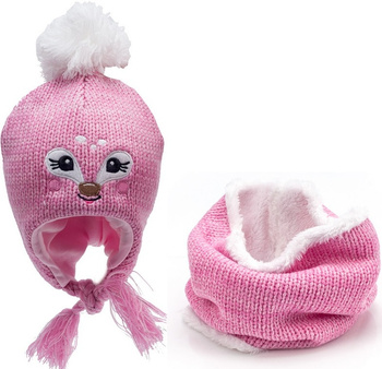 CZAPKA I KOMIN KOMPLET ZIMOWY 42-44 DWUWARSTWOWY ANIMAL