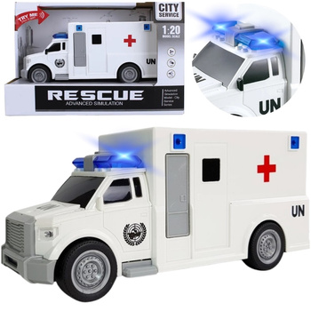 Auto Karetka Pogotowia Ambulans Van bus Napęd Dźwięki Otwierane Drzwi z noszami