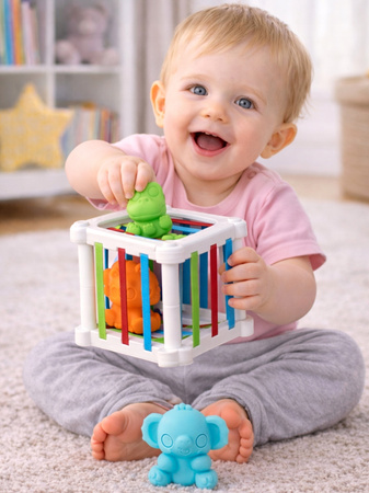 KOSTKA ELASTYCZNA SENSORYCZNA SORTER KWADRAT GUMKI MULTIKOSTKA EDUKACYJNA