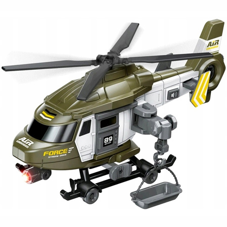 Helikopter Wojskowy Ratunkowy Armia SOS Światło LED Dźwięki Wyciągarka