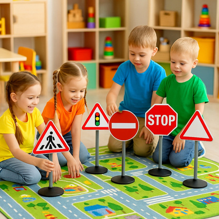 Znaki drogowe zabawkowe Zestaw Duże znaki edukacyjne Duży znak drogowy x5