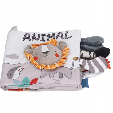 Książeczka sensoryczna dotykowa materiałowa miękka szeleść Dzikie Zwierzęta