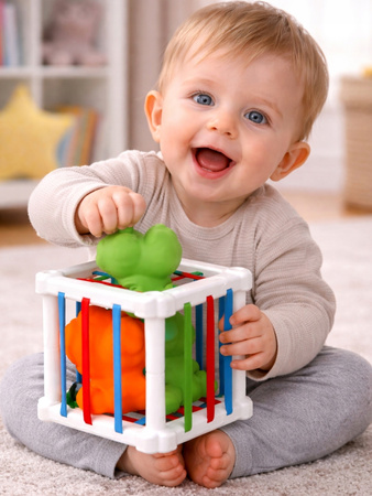 KOSTKA ELASTYCZNA SENSORYCZNA SORTER KWADRAT GUMKI MULTIKOSTKA EDUKACYJNA