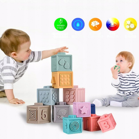 KLOCKI Sensoryczne EDUKACYJNY zestaw klocków SENSORYCZNA ZABAWKA Miękkie 12