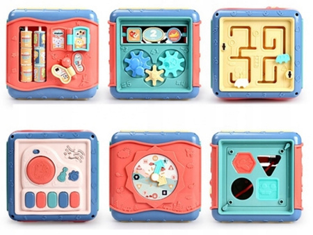 KOSTKA EDUKACYJNA 8w1 SORTER SENSORYCZNA SZEŚCIAN DLA DZIECI MONTESSORI UKŁ