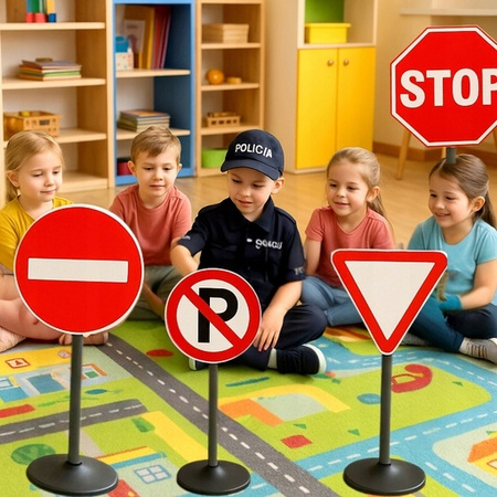 Znaki drogowe zabawkowe Zestaw Duże znaki edukacyjne Duży znak drogowy x5