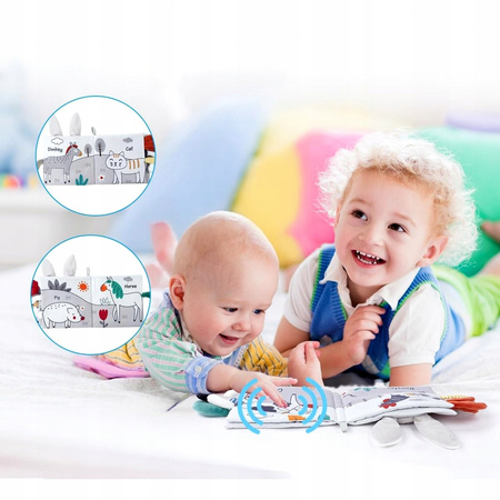 Książeczka sensoryczna dotykowa materiałowa miękka szeleści Farma Zwierzęta