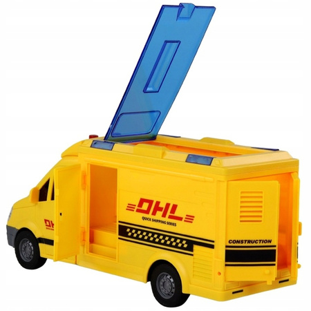 SAMOCHÓD DOSTAWCZY BUS KURIER DHL AUTO KURIERA DLA DZIECI ŚWIATŁA I DŹWIĘKI