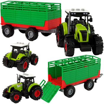 Traktor Ciągnik rolniczy z przyczepą Światła LED dźwięki Pojazd Przyczepa