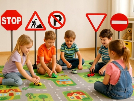 Znaki drogowe zabawkowe Zestaw Duże znaki edukacyjne Duży znak drogowy x5