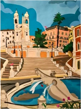 Obraz MALOWANIE PO NUMERACH RAMA W ZESTAWIE 50x40 dla dzieci Krajobraz Miasto Budynki