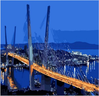 Obraz MALOWANIE PO NUMERACH Na Krośnie RAMA 40x50 Most Miasto Noc