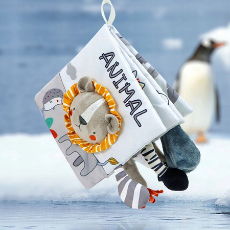 Książeczka sensoryczna dotykowa materiałowa miękka szeleść Dzikie Zwierzęta