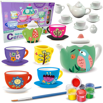 ZESTAW DO HERBATY FILIŻANKI DO MALOWANIA OZDABIANIA PORCELANA