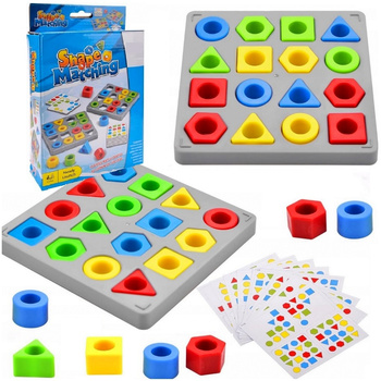 GRA LOGICZNA UKŁADANKA ZRĘCZNOŚCIOWA KSZTAŁTY UKŁADANIE KLOCKÓW MONTESSORI