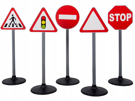 Znaki drogowe zabawkowe Zestaw Duże znaki edukacyjne Duży znak drogowy x5