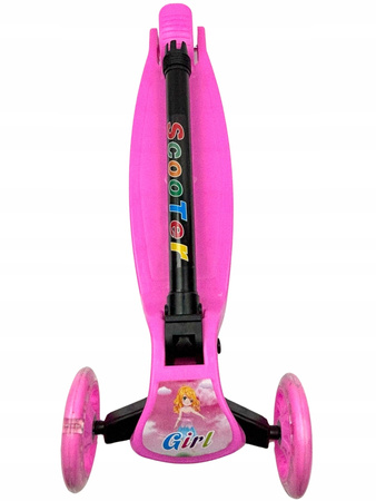 Hulajnoga Trójkołowa Balansowa Dla Dzieci świecące Koła LED Składana Różowa