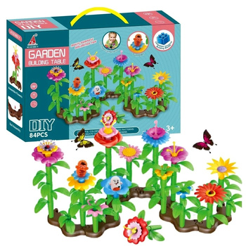 KLOCKI PLASTIKOWE KONSTRUKCYJNE KREATYWNY OGRÓD KWIATKI KWIATY UKŁADANKA ZESTAW