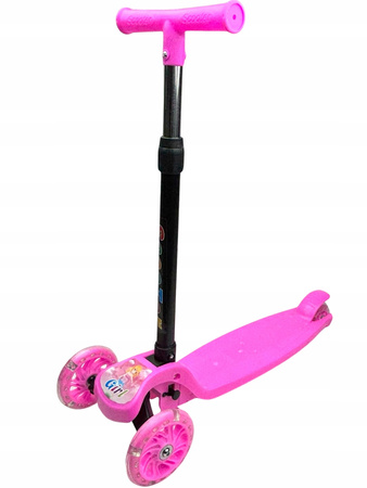 Hulajnoga Trójkołowa Balansowa Dla Dzieci świecące Koła LED Składana Różowa