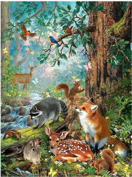 HAFT DIAMENTOWY Diamond Painting Mozaika Diamentowa Dla dzieci Zestaw Zwierzęta w lesie