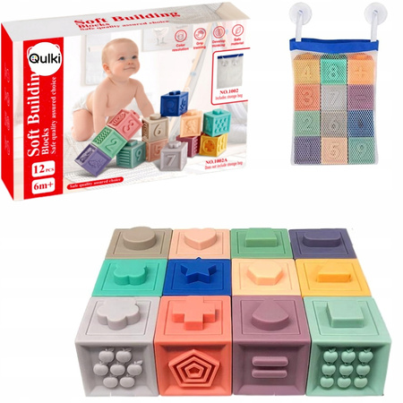 KLOCKI Sensoryczne EDUKACYJNY zestaw klocków SENSORYCZNA ZABAWKA Miękkie 12
