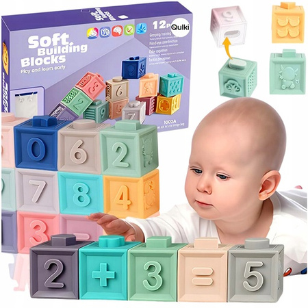 KLOCKI Sensoryczne EDUKACYJNY zestaw klocków SENSORYCZNA ZABAWKA Miękkie 12