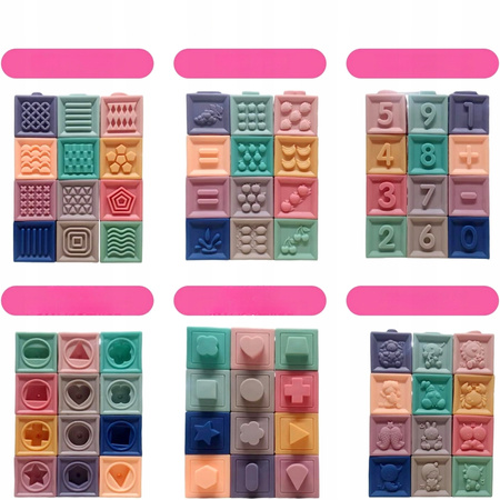 KLOCKI Sensoryczne EDUKACYJNY zestaw klocków SENSORYCZNA ZABAWKA Miękkie 12
