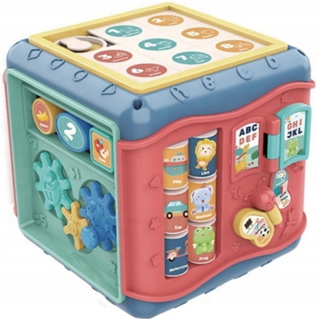 KOSTKA EDUKACYJNA 8w1 SORTER SENSORYCZNA SZEŚCIAN DLA DZIECI MONTESSORI UKŁ