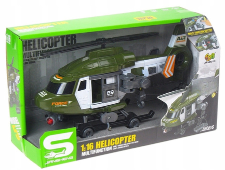 Helikopter Wojskowy Ratunkowy Armia SOS Światło LED Dźwięki Wyciągarka